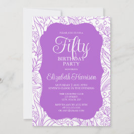 Rijke Lila Witte Flora Vrouw 50ste Verjaardagsfees Kaart