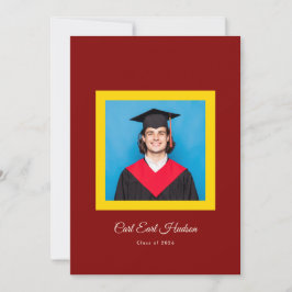 Rijke Maroon Gele Middelbare School Foto Afstudeer Aankondiging