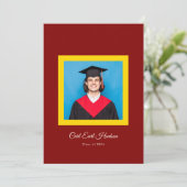 Rijke Maroon Gele Middelbare School Foto Afstudeer Aankondiging (Staand voorkant)
