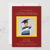 Rijke Maroon Gele Middelbare School Foto Afstudeer Aankondiging (Achterkant)