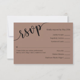 Rijke Mocca Zwarte Liefde Script Minimaal Huwelijk RSVP Kaartje
