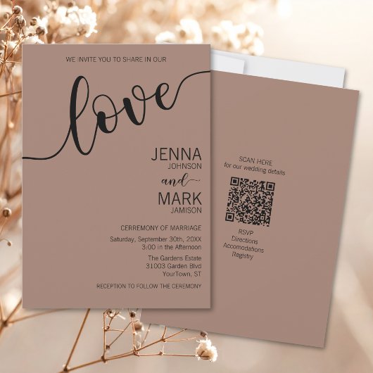Rijke Mocca Zwarte Liefde Script Minimalistische T Kaart