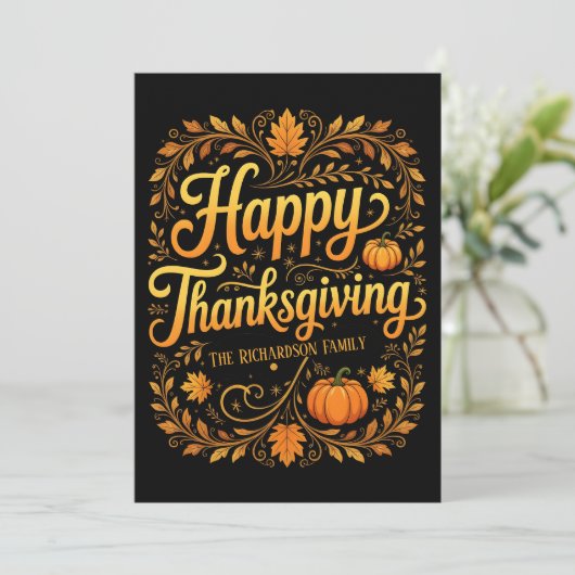 Rijke oogst goud en herfstbladeren Thanksgiving Kaart (Staand voorkant)