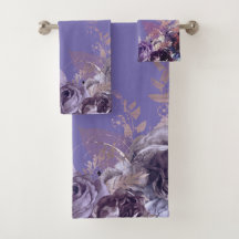 RIJKE PAARSE BLOEMEN BOTANISCHE BADKAMER HANDDOEK 