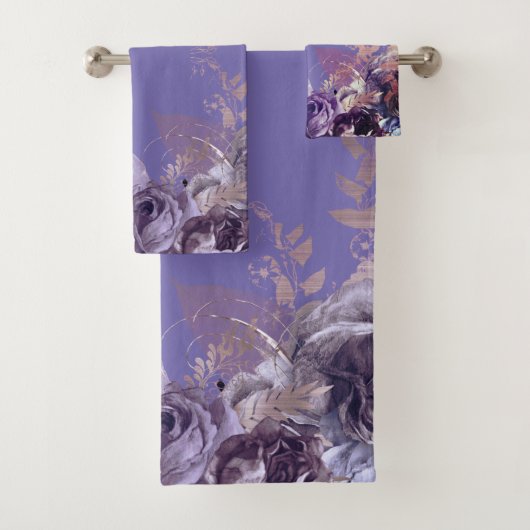 RIJKE PAARSE BLOEMEN BOTANISCHE BADKAMER HANDDOEK  (Insitu)