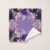 RIJKE PAARSE BLOEMEN BOTANISCHE BADKAMER HANDDOEK  (Wasdoekje)