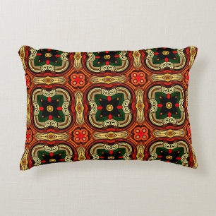 Rijke patroon rood, geel en beige Boho Accent Kussen