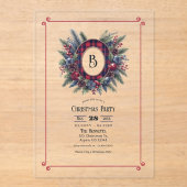 Rijke Plaid Monogram Kerstfeest Acryl Uitnodigingen (Voorkant)