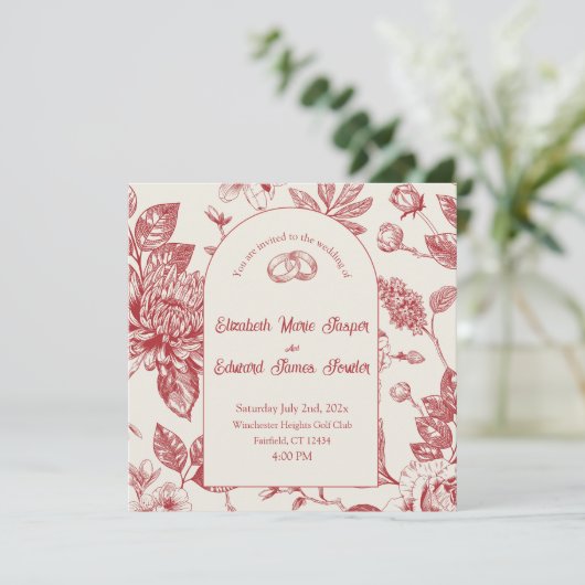 Rijke Rode Franse Bloemenkoeken Toile Floral (Staand voorkant)