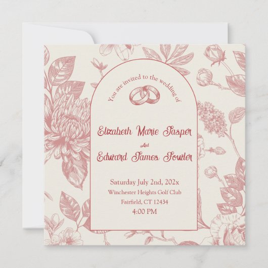 Rijke Rode Franse Bloemenkoeken Toile Floral (Voorkant)