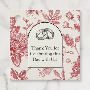 Rijke Rode Franse Bloemenkoeken Toile Floral Bedankjes Labels