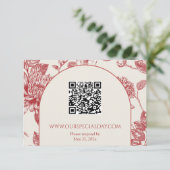 Rijke Rode Franse Bloemenkoeken Toile Floral Informatiekaartje (Staand voorkant)