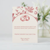 Rijke Rode Franse Bloemenkoeken Toile Floral Informatiekaartje (Staand voorkant)