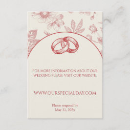 Rijke Rode Franse Bloemenkoeken Toile Floral Informatiekaartje