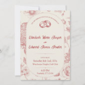 Rijke Rode Franse Bloemenkoeken Toile Floral Kaart (Voorkant)