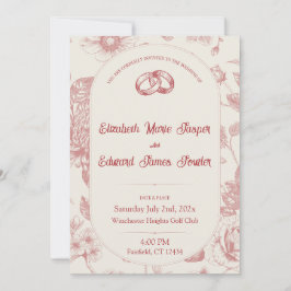 Rijke Rode Franse Bloemenkoeken Toile Floral Kaart