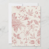 Rijke Rode Franse Bloemenkoeken Toile Floral Kaart (Achterkant)