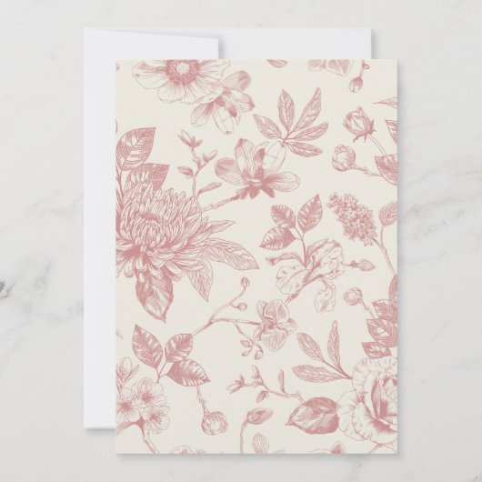 Rijke Rode Franse Bloemenkoeken Toile Floral Kaart (Achterkant)