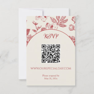 Rijke Rode Franse Bloemenkoeken Toile Floral RSVP Kaartje