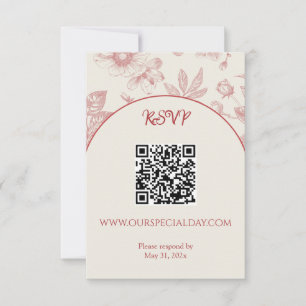 Rijke Rode Franse Bloemenkoeken Toile Floral RSVP Kaartje