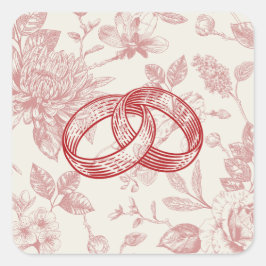 Rijke Rode Franse Bloemenkoeken Toile Floral Vierkante Sticker