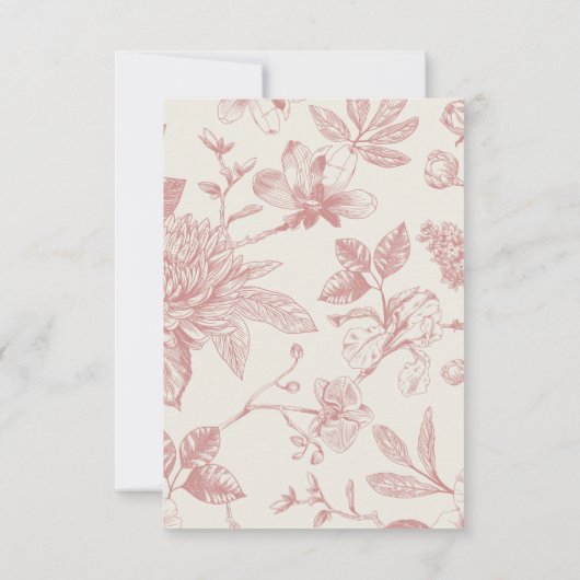 Rijke Rode Franse Floral Toile Floral Enclosure Ka RSVP Kaartje (Achterkant)