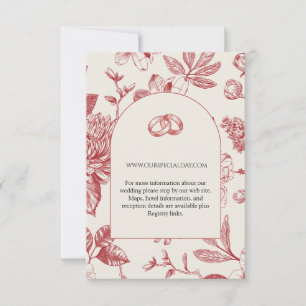 Rijke Rode Franse Floral Toile Floral Enclosure Ka RSVP Kaartje