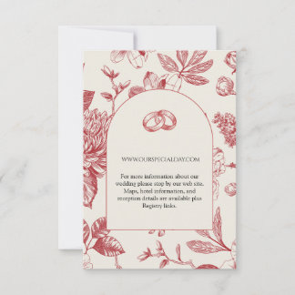 Rijke Rode Franse Floral Toile Floral Enclosure Ka RSVP Kaartje