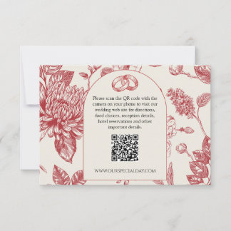 Rijke Rode Franse Floral Toile Floral Enclosure Ka RSVP Kaartje