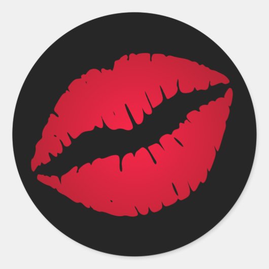 Rijke rode lippenstift afdruk ronde sticker (Voorkant)