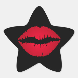 Rijke rode lippenstift afdruk ster sticker