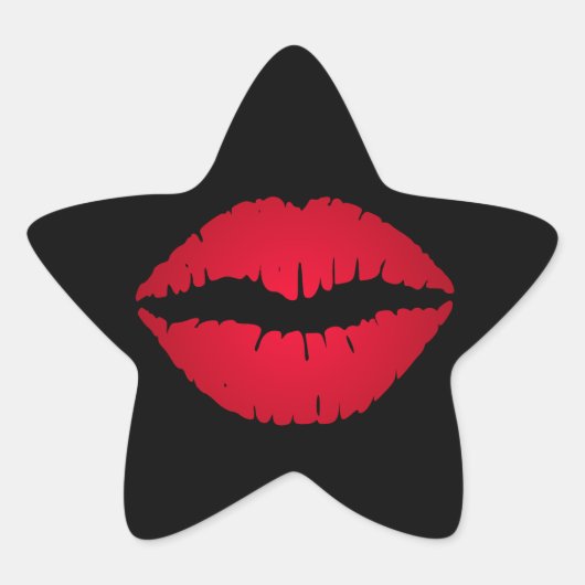 Rijke rode lippenstift afdruk ster sticker (Voorkant)
