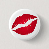 Rijke rode lippenstift kusafdruk ronde button 3,2 cm (Voorkant)