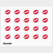 Rijke rode lippenstift ronde sticker (Vel)