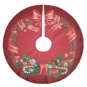 Rijke Rode Omber met Kerstkrans Kerstboom Rok (Voorkant)