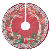 Rijke Rode Ombre Kant met Kerstkrans Kerstboom Rok (Voorkant)