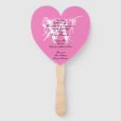 Rijke Roze & Witte Monogram Chique Trouwprogramma Handwaaier (Achterkant)