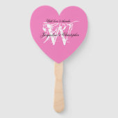 Rijke Roze & Witte Monogram Chique Trouwprogramma Handwaaier (Voorkant)