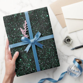 Rijke Smaragdgroene Metallic Zwarte Glitter Patroo Cadeaupapier
