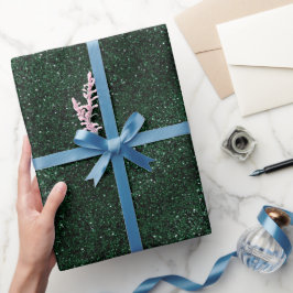Rijke Smaragdgroene Metallic Zwarte Glitter Patroo Cadeaupapier