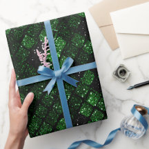 Rijke Smaragdgroene Metallic Zwarte Glitter Patroo