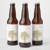 Rijke strand bruiloft beige palmboom silhouet bier etiket (Flessen)