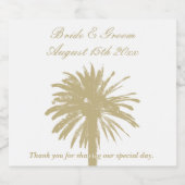 Rijke strand bruiloft beige palmboom silhouet bier etiket (Enkel label)