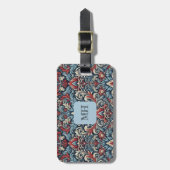 Rijke tinten van rood en blauw damast patroon bagagelabel (Voorkant verticaal)