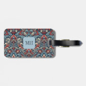 Rijke tinten van rood en blauw damast patroon bagagelabel (Achterkant horizontaal)