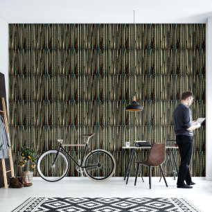 Rijke veelkleurige houten ontwerpbehang behang