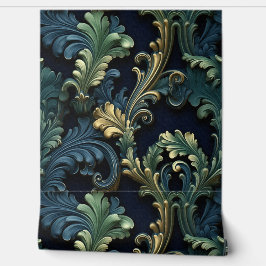 Rijke Victoriaans stijl met blauw en groen Behang