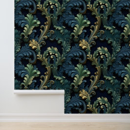 Rijke Victoriaans stijl met blauw en groen Behang