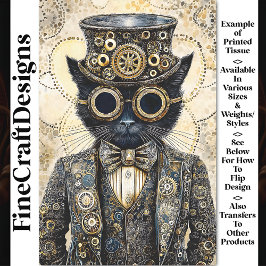 Rijke Victoriaanse Steampunk Zwarte Kat AB6 Decoup Tissuepapier