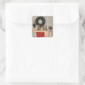 Rijkelijk gekleurd kerststal display ontwerp vierkante sticker (Tas)